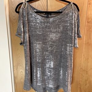 COPY - Silver metallic night out shirt